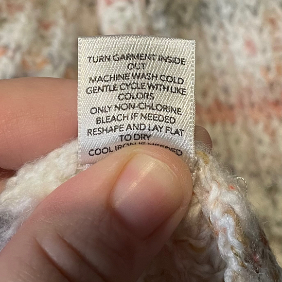 CJ Banks Cream Grey Coral Soft Cardigan Sweater Open Front Knit Crochet Acrylic - Picture 5 of 7